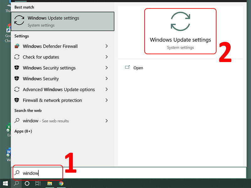 Truy cập Windows Update settings